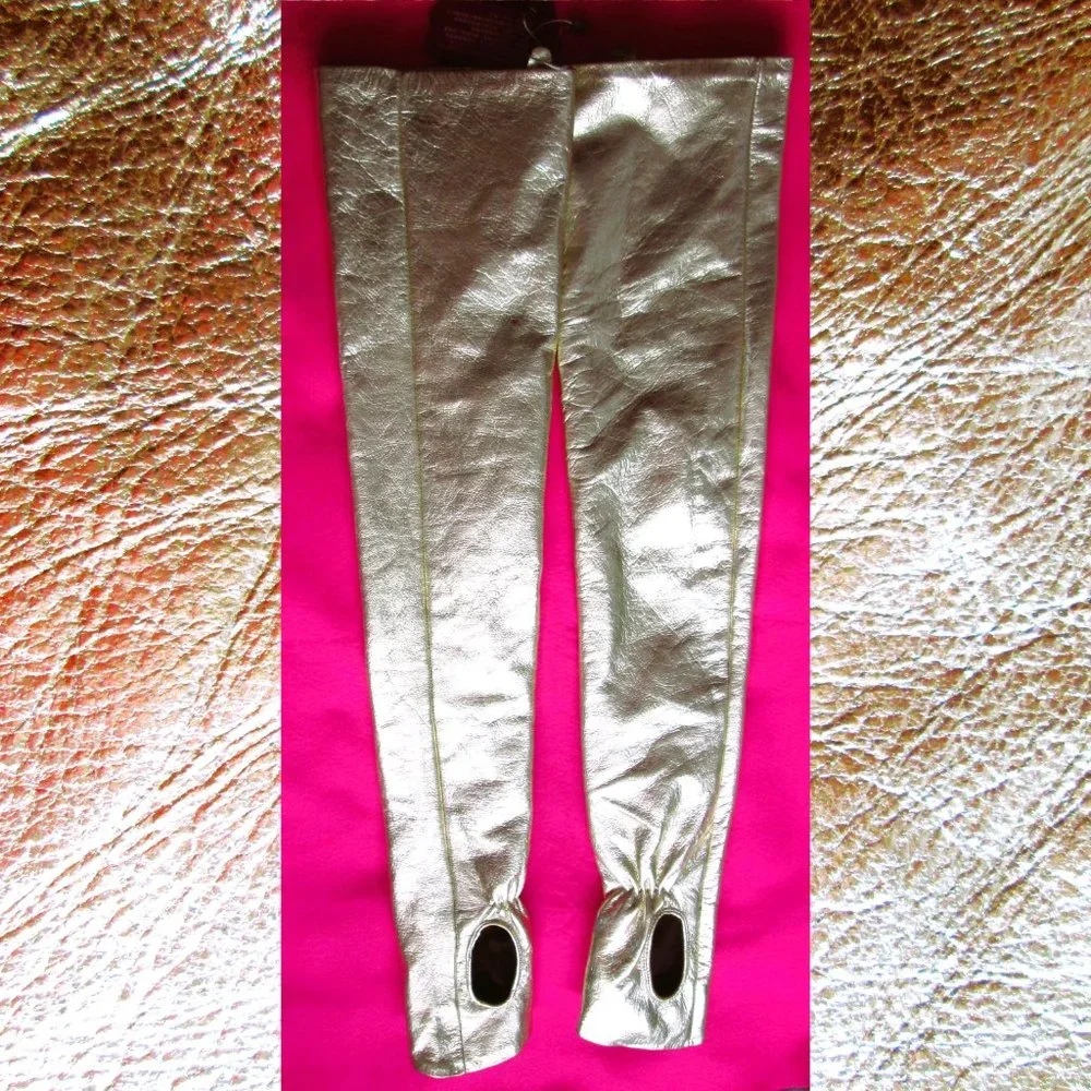 gold leather opera gloves fingerless size 7 nwt